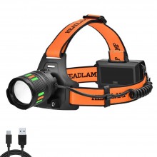 Lanterna Profesionala SIKS De Cap Pentru Pescuit, Camping, Vanatoare, Putere Ultra White 30W, 3000 Lumeni, Zoom Telescopic, F...