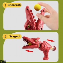 Jucarie Copii Tip Joc Interactiv SIKS De Tras la Tinta Mobila Dinozaur T-Rex, Set Cu 2 Pistoale Aer Comprimat, 24 Mingi Spuma... Jucarie Copii Tip Joc Interactiv SIKS De Tras la Tinta Mobila Dinozaur T-Rex, Set Cu 2 Pistoale Aer Comprimat, 24 Mingi Spuma...