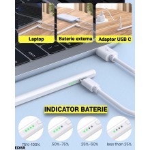Stylus Pen Universal EDAR cu Afisaj LED, 4 Niveluri Baterie, Compatibil iOS, Android Si Windows, Prindere Magnetica, Autonomi...