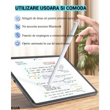 Stylus Pen Universal EDAR cu Afisaj LED, 4 Niveluri Baterie, Compatibil iOS, Android Si Windows, Prindere Magnetica, Autonomi...