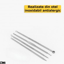 Trusa Instrumente Curatare Ten SIKS, Set 7 Instrumente Profesionale Pentru Indepartarea Punctelor Negre si Acneei, Extractor ...