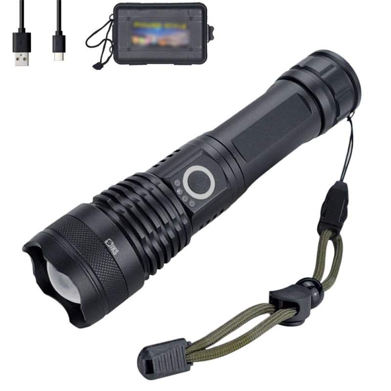 Lanterna Tactica Profesionala LED SIKS, 5000 lm, Zoom Telescopic, 5 Moduri Lumina, Incarcare USB, Indicator Baterie, Acumulat...