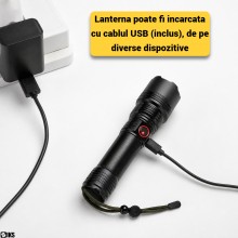 Lanterna Tactica Profesionala LED SIKS Pentru Camping, Vanatoare, Pescuit, Ultra-Bright, Metalica Din Aliaj Aluminiu Aerospat...