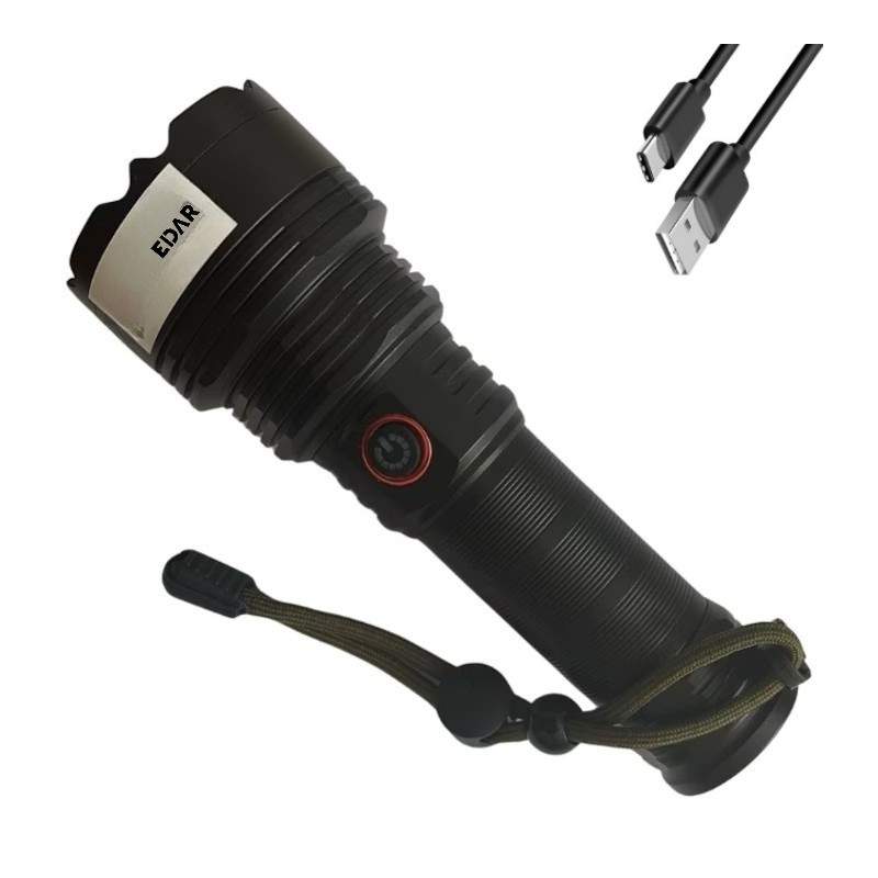 Lanterna Tactica LED EDAR Profesionala pentru Camping, Vanatoare si Pescuit, Ultra-Bright, Aluminiu Aerospatial, IPX5, USB Re...