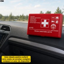 Trusa Medicala Auto De Prim Ajutor Completa SIKS, 17 Componente, Omologata RAR, Conform Standard European DIN 13164, Valabili...