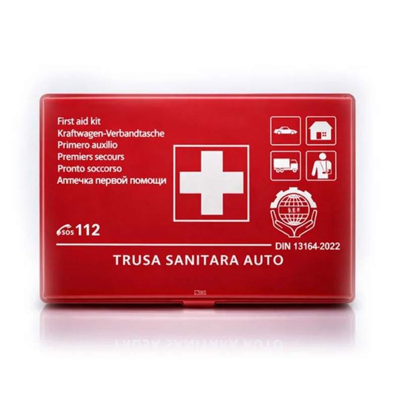 Trusa Medicala Auto De Prim Ajutor Completa SIKS, 17 Componente, Omologata RAR, Conform Standard European DIN 13164, Valabili...