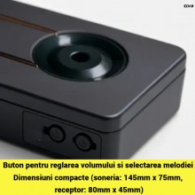 Sonerie Wireless EDAR cu Baterii, Rezistenta la Apa, 50 m, Interior/Exterior, Set Transmitator si Receptor, Volum Ajustabil, ... Sonerie Wireless EDAR cu Baterii, Rezistenta la Apa, 50 m, Interior/Exterior, Set Transmitator si Receptor, Volum Ajustabil, ...