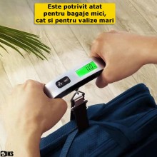 Cantar Digital De Mana Pentru Bagaje Portabil SIKS, Capacitate Maxima 50 Kg, Indicator Suprasarcina, Afisaj LCD, Functie Tare...