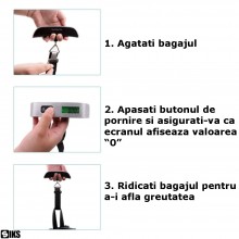 Cantar Digital De Mana Pentru Bagaje Portabil SIKS, Capacitate Maxima 50 Kg, Indicator Suprasarcina, Afisaj LCD, Functie Tare...