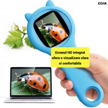 Microscop Digital Portabil pentru Copii EDAR, Marire 1000x, Ecran HD, Camera 2MP, Foto si Video HD, 8 LED, Microscop Educativ...