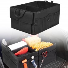 Organizator Auto Portbagaj EDAR, Pliabil, Compartimente Si Buzunare, Textil, Rezistent, Catarame Fixare, 56 x 40 x 26 cm, Negru