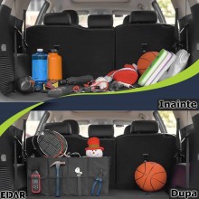 Organizator Auto Portbagaj EDAR, Pliabil, Compartimente Si Buzunare, Textil, Rezistent, Catarame Fixare, 56 x 40 x 26 cm, Negru Organizator Auto Portbagaj EDAR, Pliabil, Compartimente Si Buzunare, Textil, Rezistent, Catarame Fixare, 56 x 40 x 26 cm, Negru