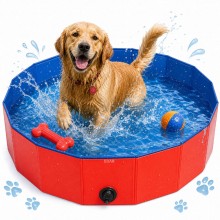Piscina Portabila Pentru Caini EDAR, Pentru Exterior, Pliabila, Din PVC, De Gradina, Antiderapanta, Nu Necesita Umflare, Dime...