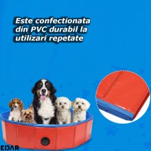 Piscina Portabila Pentru Caini EDAR, Pentru Exterior, Pliabila, Din PVC, De Gradina, Antiderapanta, Nu Necesita Umflare, Dime...