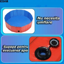 Piscina Portabila Pentru Caini EDAR, Pentru Exterior, Pliabila, Din PVC, De Gradina, Antiderapanta, Nu Necesita Umflare, Dime...