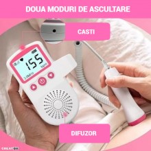 Monitor Fetal Doppler Portabil EDAR, Ecran LCD 4.5 cm, Sonda 3.0 MHz, Utilizare de la 9 Saptamani, Roz/Alb Monitor Fetal Doppler Portabil EDAR, Ecran LCD 4.5 cm, Sonda 3.0 MHz, Utilizare de la 9 Saptamani, Roz/Alb
