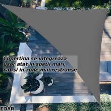 Prelata/Copertina Pentru Soare EDAR, Triunghiulara, Rezistenta La Apa, 3x3x3 Metri, Agatatori Si Sfori De Prindere, Gri Prelata/Copertina Pentru Soare EDAR, Triunghiulara, Rezistenta La Apa, 3x3x3 Metri, Agatatori Si Sfori De Prindere, Gri