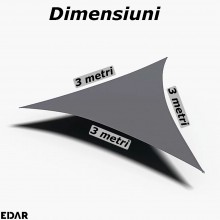 Prelata/Copertina Pentru Soare EDAR, Triunghiulara, Rezistenta La Apa, 3x3x3 Metri, Agatatori Si Sfori De Prindere, Gri Prelata/Copertina Pentru Soare EDAR, Triunghiulara, Rezistenta La Apa, 3x3x3 Metri, Agatatori Si Sfori De Prindere, Gri