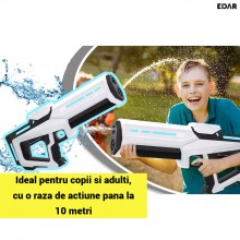 Pistol Electric cu Apa EDAR, Reincarcabil USB, Auto-Absorbtie, Jet 10m, Compatibil Sticla Externa, Jucarie Interactiva Vara, ...