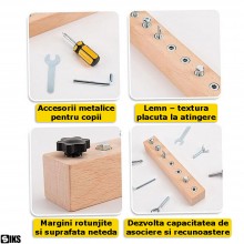 Jucarie Educativa Montessori Din Lemn Pentru Copii SIKS, Placa Cu Suruburi Si Unelte Reale Pentru Dexteritate Si Motricitate ... Jucarie Educativa Montessori Din Lemn Pentru Copii SIKS, Placa Cu Suruburi Si Unelte Reale Pentru Dexteritate Si Motricitate ...