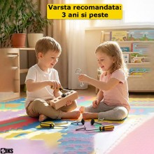 Jucarie Educativa Montessori Din Lemn Pentru Copii SIKS, Placa Cu Suruburi Si Unelte Reale Pentru Dexteritate Si Motricitate ...