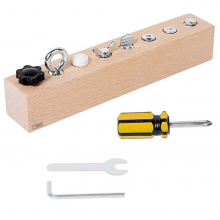 Jucarie Educativa Montessori Din Lemn Pentru Copii SIKS, Placa Cu Suruburi Si Unelte Reale Pentru Dexteritate Si Motricitate ...