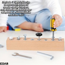 Jucarie Educativa Din Lemn De Fag EDAR, Tip Montessori, Suruburi Si Unelte Pentru Copii De Peste 3 Ani, Dezvolta Motricitatea... Jucarie Educativa Din Lemn De Fag EDAR, Tip Montessori, Suruburi Si Unelte Pentru Copii De Peste 3 Ani, Dezvolta Motricitatea...