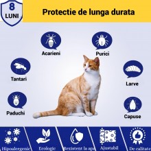 Zgarda Antiparazitara SIKS Pentru Caini si Pisici Pe Baza de Uleiuri din Plante, Anti Purici Si Capuse, Protectie Pana La 8 l...