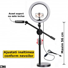Lampa Circulara Profesionala Led Ring Light SIKS, USB, Diametru 26 Cm, 10 Inch, 120 LED-Uri SMD, Inaltime Reglabila, Picior T...