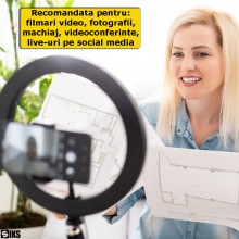 Lampa Circulara Profesionala Led Ring Light SIKS, USB, Diametru 26 Cm, 10 Inch, 120 LED-Uri SMD, Inaltime Reglabila, Picior T...