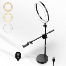 Lampa Circulara Profesionala Led Ring Light SIKS, USB, Diametru 26 Cm, 10 Inch, 120 LED-Uri SMD, Inaltime Reglabila, Picior T...