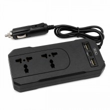 Invertor de Tensiune Auto EDAR 150W, 12V/24V la 220V, Priza Universala, USB + Type-C, Protecție Suprasarcina, Negru