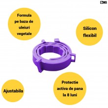 Zgarda Antiparazitara SIKS Pentru Caini si Pisici Pe Baza de Uleiuri din Plante, Anti Purici Si Capuse, Protectie Pana La 8 l...