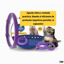 Zgarda Antiparazitara SIKS Pentru Caini si Pisici Pe Baza de Uleiuri din Plante, Anti Purici Si Capuse, Protectie Pana La 8 l...