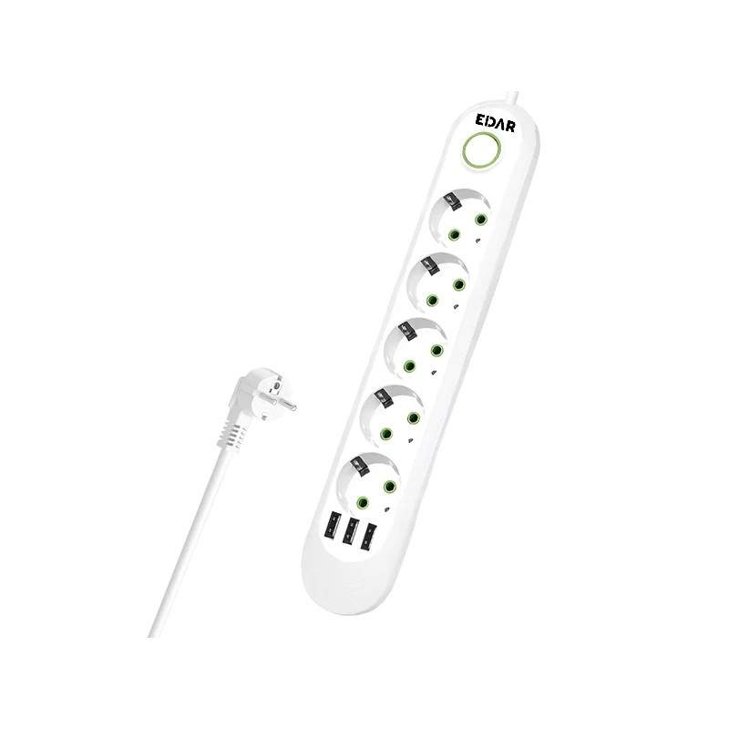 Prelungitor EDAR cu 5 Prize Schuko si 3 Porturi USB, 8 Iesiri, 2500W, Material Ignifug 750°C, Protectie Copii, Buton On/Off, ... Prelungitor EDAR cu 5 Prize Schuko si 3 Porturi USB, 8 Iesiri, 2500W, Material Ignifug 750°C, Protectie Copii, Buton On/Off, ...