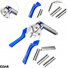 Set Cleste Pentru Legat Plasa Gard EDAR Si 300 Capse Tip M, Otel Mangan, Albastru/Argintiu Set Cleste Pentru Legat Plasa Gard EDAR Si 300 Capse Tip M, Otel Mangan, Albastru/Argintiu