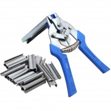 Set Cleste Pentru Legat Plasa Gard EDAR Si 300 Capse Tip M, Otel Mangan, Albastru/Argintiu