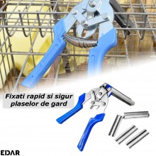 Set Cleste Pentru Legat Plasa Gard EDAR Si 300 Capse Tip M, Otel Mangan, Albastru/Argintiu Set Cleste Pentru Legat Plasa Gard EDAR Si 300 Capse Tip M, Otel Mangan, Albastru/Argintiu