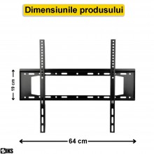 Suport TV Fix Universal 40–85 inch SIKS, 102–216 cm, Sustinere Ferma, Capacitate 75 kg, Metal Monobloc, Montaj Pe Perete – Co...