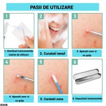Trusa Profesionala EDAR cu 7 Instrumente pentru Curatarea Tenului – Extractor Comedoane, Puncte Negre, Acnee si Puncte Albe, ...