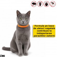 Zgarda Antiparazitara SIKS Pentru Caini si Pisici Pe Baza de Uleiuri din Plante, Anti Purici Si Capuse, Protectie Pana La 8 l...