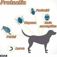 Zgarda Antiparazitara EDAR Pe Baza de Uleiuri din Plante, Fara Alergeni, Pentru Animale De Companie, Caini De Talie Mica Si P...