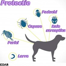 Zgarda Antiparazitara EDAR Pe Baza de Uleiuri din Plante, Fara Alergeni, Pentru Animale De Companie, Caini De Talie Mica Si P...