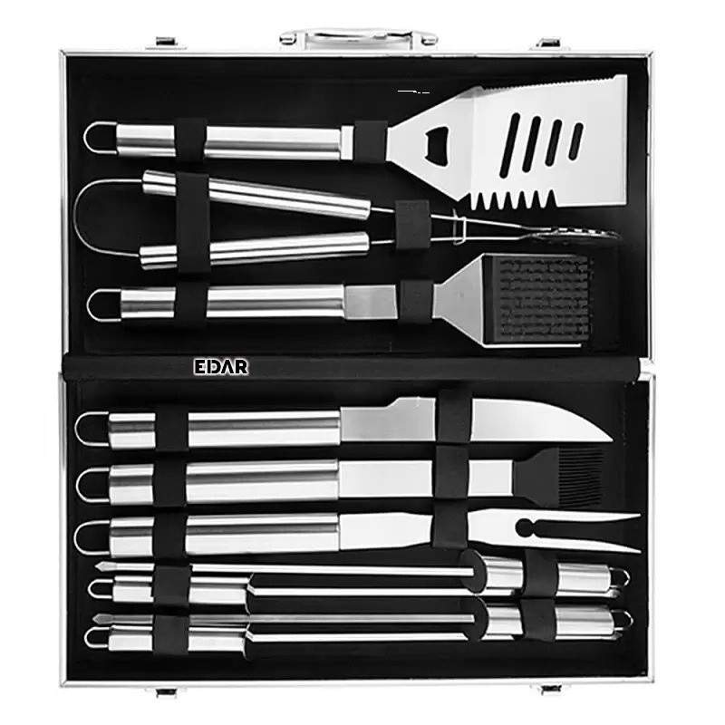 Set Ustensile Gratar Profesionale EDAR, 10 Piese, Otel Inoxidabil, Servieta Depozitare, Pensula, Cutit, Furculita, Clesti, Be... Set Ustensile Gratar Profesionale EDAR, 10 Piese, Otel Inoxidabil, Servieta Depozitare, Pensula, Cutit, Furculita, Clesti, Be...