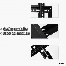 Suport TV Metalic EDAR, Compatibilitate 40–85 inch, Greutate Maxima Suportata 75 kg, Accesorii Instalare Incluse, Negru
