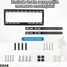 Suport TV Metalic EDAR, Compatibilitate 40–85 inch, Greutate Maxima Suportata 75 kg, Accesorii Instalare Incluse, Negru