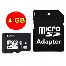 Card de Memorie MicroSD 4 GB EDAR, Clasa 10 De Viteza, TF Cu Adaptor SD Inclus, Potrivit Pentru Camera Supraveghere, Telefon,...