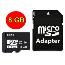 Card de Memorie MicroSD 8 GB EDAR, Clasa 10 De Viteza, TF Cu Adaptor SD Inclus, Potrivit Pentru Camera Supraveghere, Telefon,...