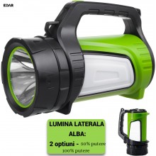 Lanterna LED de Mana Portabila EDAR, 300W, 5 Moduri de Iluminare, Lumini Laterale Rosie si Alba, Acumulator Reincarcabil, Pow...