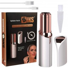 Epilator SIKS® Pentru Eliminarea Parului Facial Cu Led Si Incarcare Prin Cablu USB, Alb